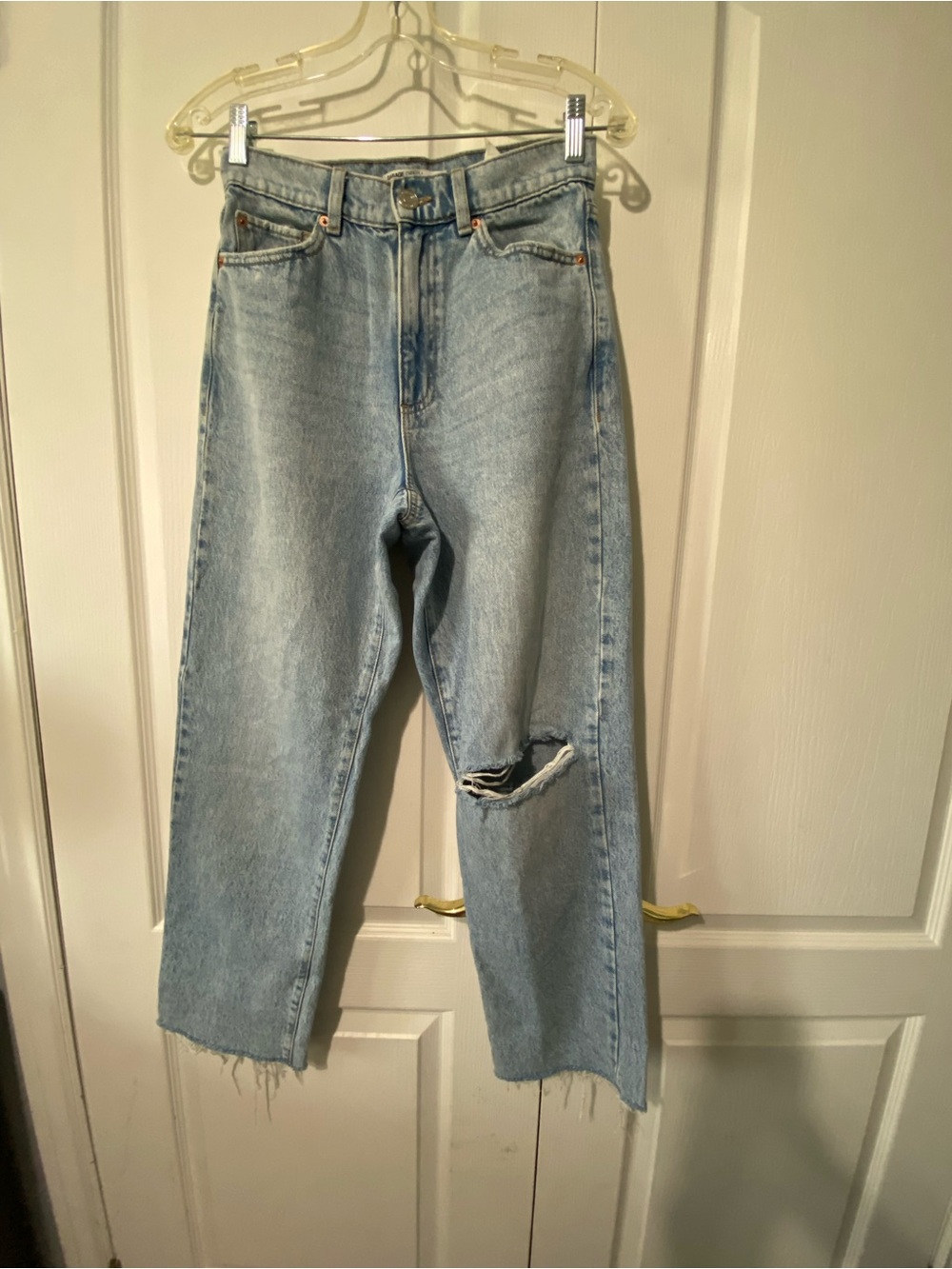 Garage Light Blue Distressed Straight-Leg Jeans